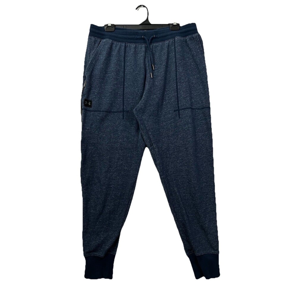 Under Armour Mens 2XL Speckle Terry Joggers Navy Blue Fitted Sweatpants Pants